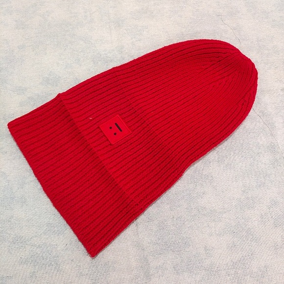 Acne Studios Unisex Red Knit Beanie - Picture 4 of 6